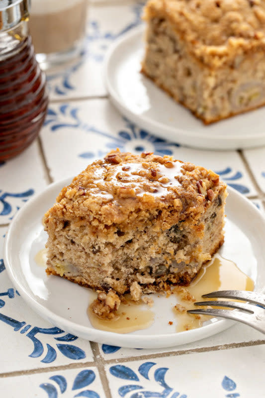 <p>My Baking Addiction</p><p>Make-Ahead Banana Coffee Cake brings coffee cake and banana bread into one bite. Prep this recipe the night before and bake it in the morning for a warm-from-the-oven Easter breakfast.</p><p><strong>Get the recipe: <a href="https://www.mybakingaddiction.com/make-ahead-banana-bread-coffee-cake/" rel="nofollow noopener" target="_blank" data-ylk="slk:Make-Ahead Banana Coffee Cake;elm:context_link;itc:0;sec:content-canvas" class="link ">Make-Ahead Banana Coffee Cake</a></strong></p>