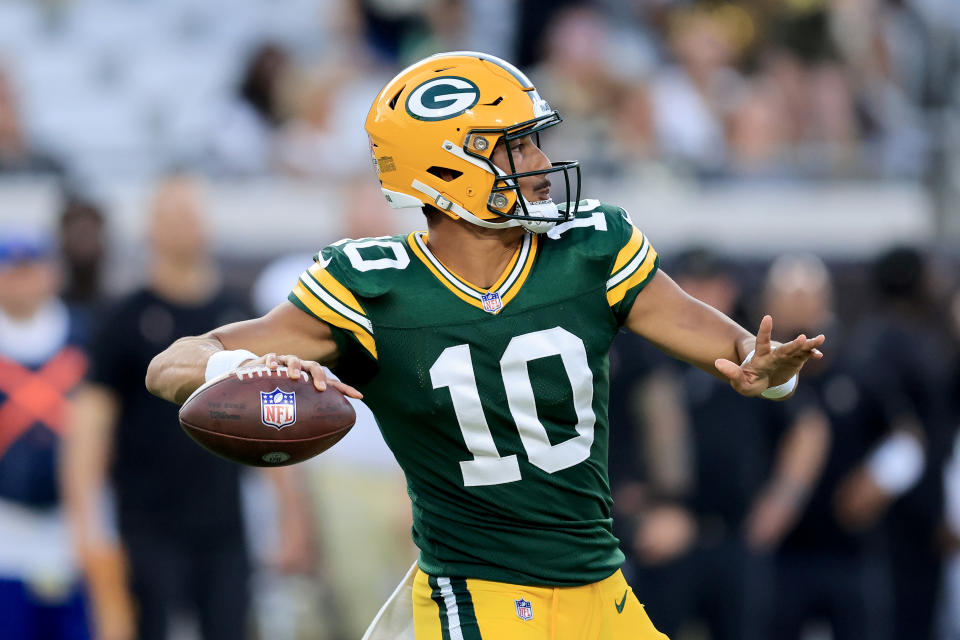 Jordan Love will make his first career start for the Packers on Sunday. (Photo by Sam Greenwood/Getty Images)