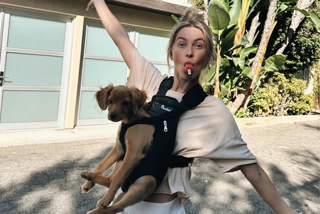 <p>Julianne Hough/Instagram</p> Julianne Hough with her dog Sunny