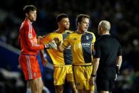 Football Soccer - Brighton & Hove Albion v Fulham - Sky Bet Football League Championship - The American Express Community Stadium - 15/4/16 Fulham's Scott Parker and teammates remonstrate with the referee after he awarded a penalty to Brighton Mandatory Credit: Action Images / Andrew Couldridge Livepic