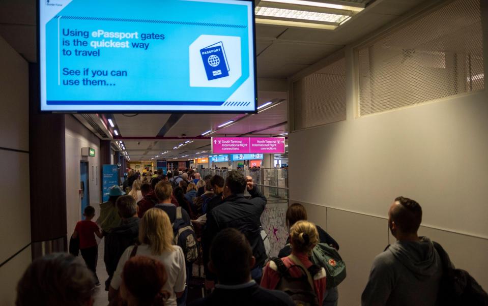 Automatic E-Passport gate system at Gatwick airport