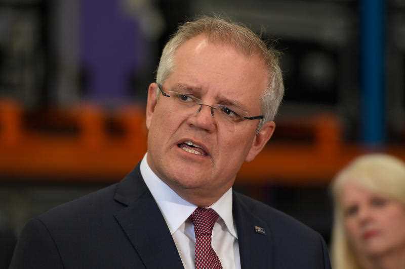 Prime Minister Scott Morrison speaks to the media during a press conference on the Gold Coast.