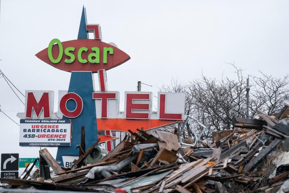 Motel Oscar on Taschereau Boulevard in Brossard, Que., was demolished long ago but the debris is an eyesore to residents who live nearby.