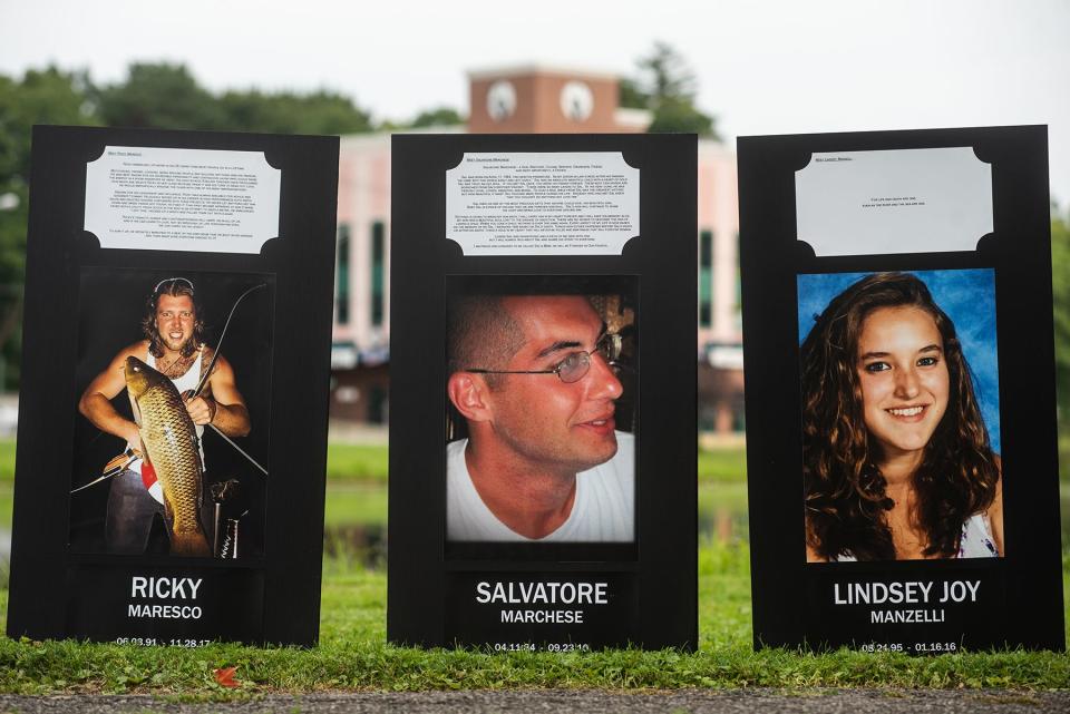 The Black Poster Project at Crane Park in Monroe, NY on Saturday, August 7, 2021. The Black Poster Project is a traveling exhibit that features posters of people who have been lost to the ongoing opioid crisis.