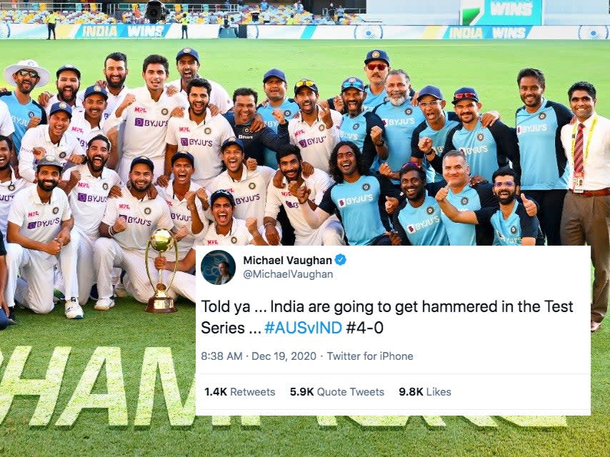 India celebrate clinching victory at the Gabba (Twitter)