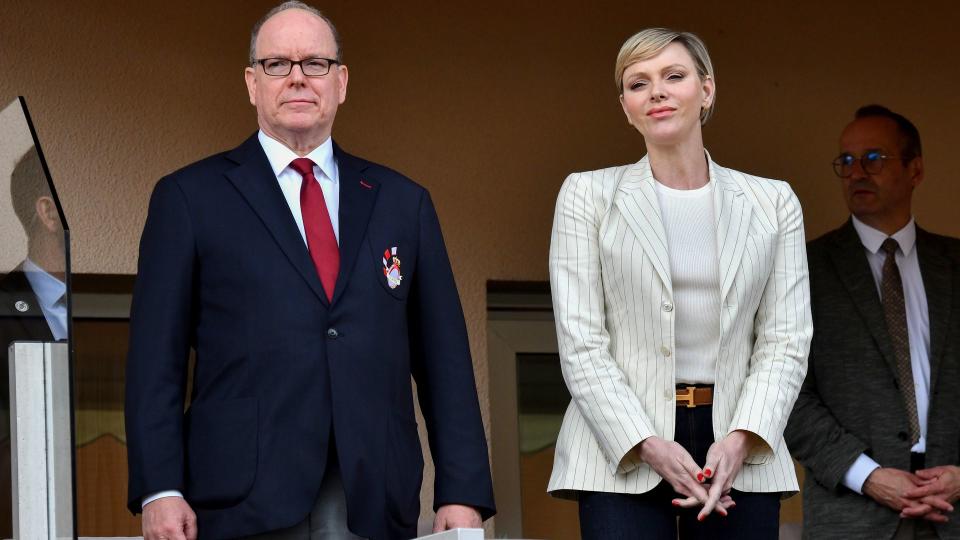 Princess Charlene of Monaco was a vision in a Polo Ralph Lauren pinstripe blazer