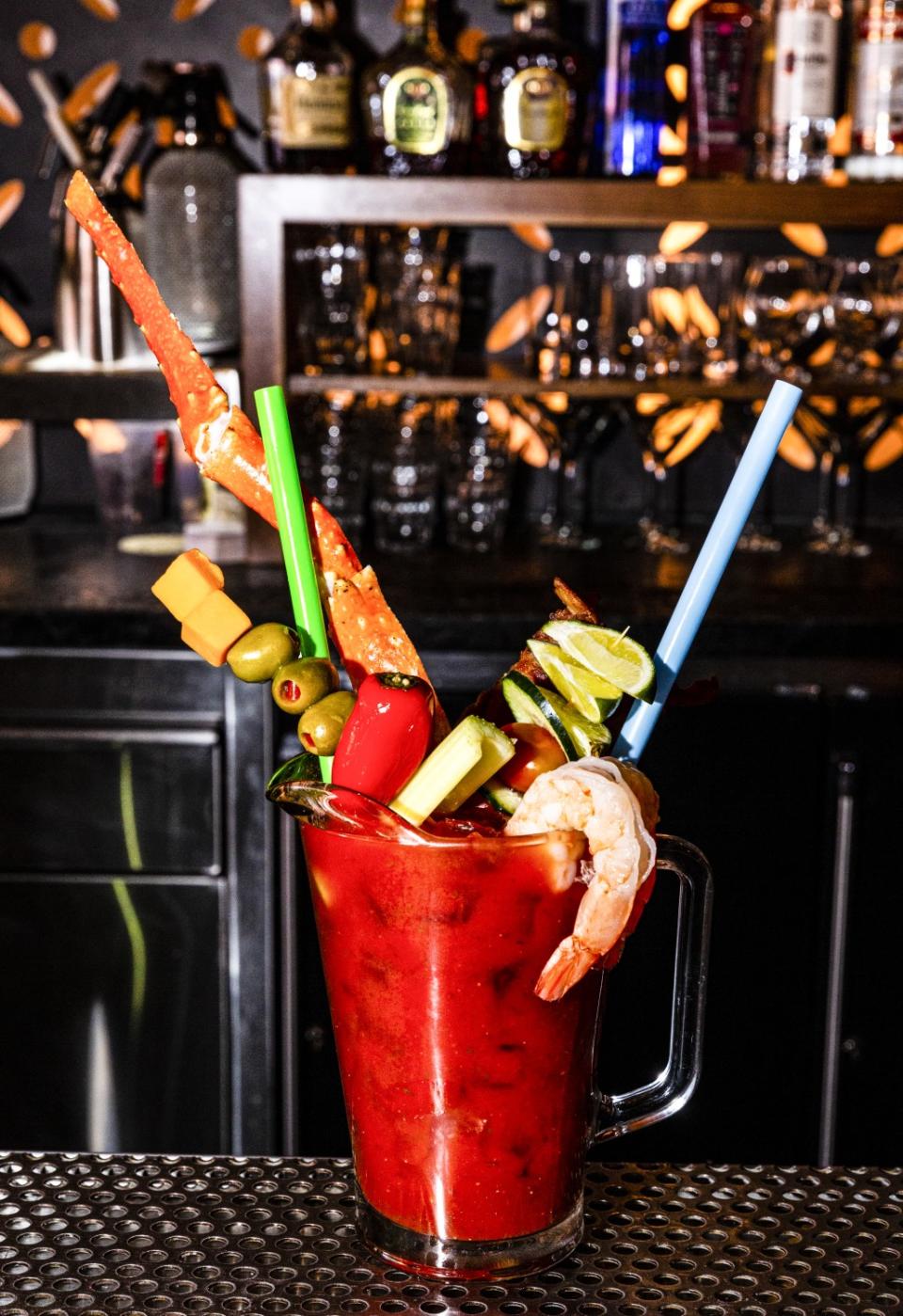 The Colossal Bloody Mary at HEXX Kitchen & Bar at Paris hotel and casino in Las Vegas.