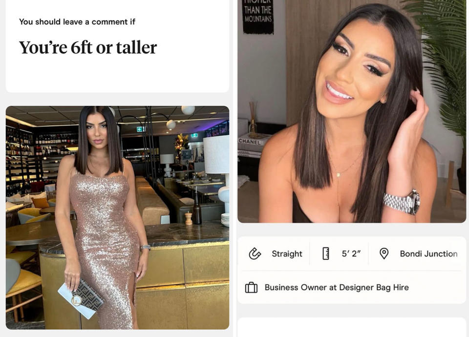 Two screenshots of Carolina Santos' dating profile on Hinge