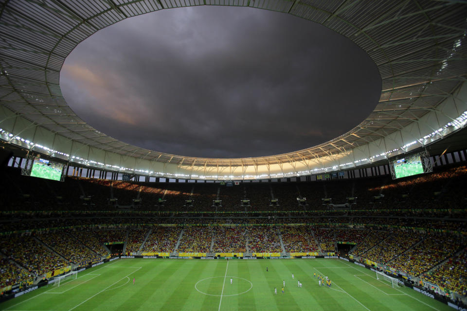 Estadio Nacional Mané Garrincha in Brasilia during a game between Brazil and Japan during the 2013 FIFA Confederations Cup. (Eraldo Peres/AP Photo)