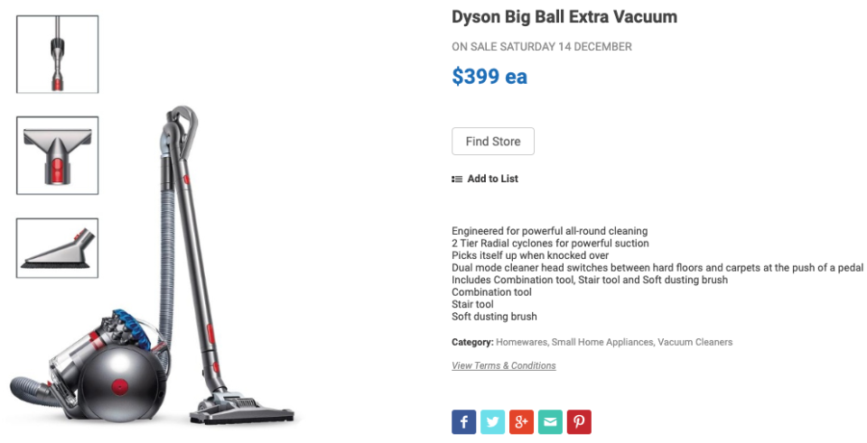 Dyson Big Ball Extra vacuum cleaner on sale at Aldi.