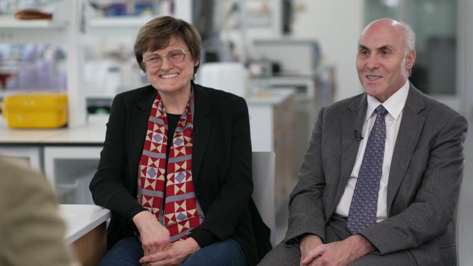 Nobel laureates Katalin Karikó and Drew Weissman, honored for their research leading to mRNA vaccines for COVID-19.  / Credit: CBS News