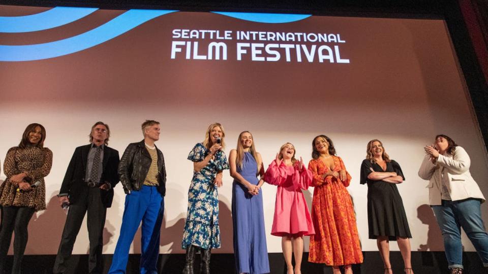 <div>SEATTLE, WASHINGTON - MAY 13: (L-R) Amanda Brugel, Jake Weber, Balthazar Getty, Arden Myrin, Sabrina Haskett, Lexi Simonsen, Sarah Jeffery, Eliza Flug, and Megan Griffiths speak onstage after the world premiere of the film "Year of the Fox" during the Seattle International Film Festival at SIFF Cinema Egyptian on May 13, 2023 in Seattle, Wash.</div> <strong>(Mat Hayward/Getty Images)</strong>