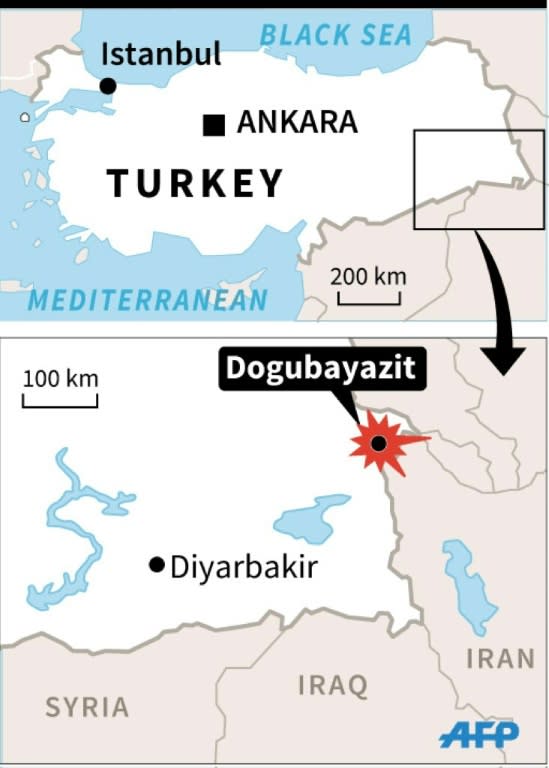 Map locating a suicide attack on Turkish soldiers blamed on Kurdish PKK militants