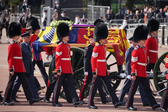 The coffin of the Queen