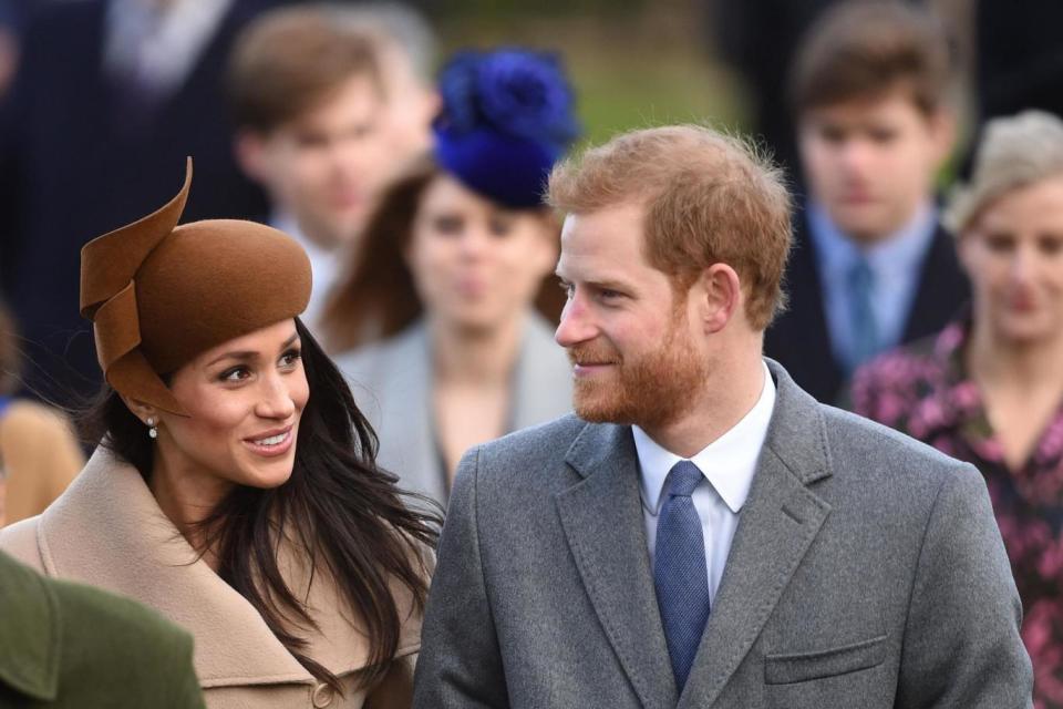 Prince Harry and Meghan Markle arriving to attend the Christmas Day morning church service at St Mary Magdalene Church in Sandringham (PA Wire/PA Images)