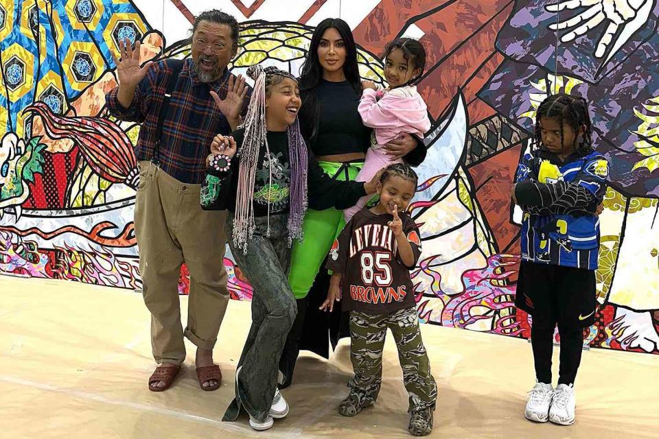 Kim Kardashian/Instagram Kim Kardashian and her kids with Takashi Murakami