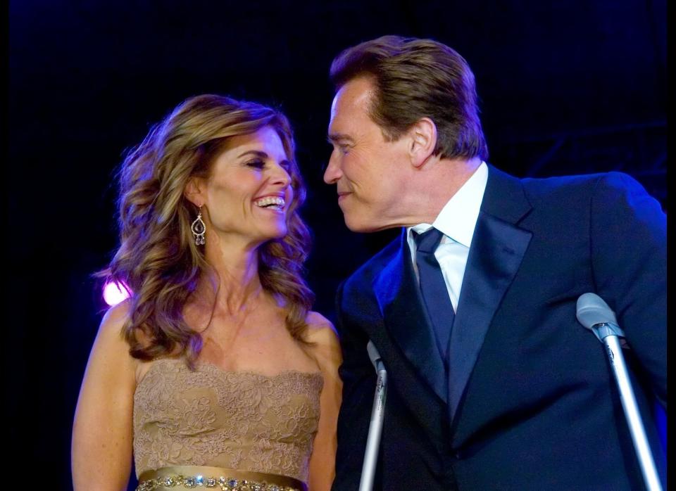 California Gov. Arnold Schwarzenegger and his wife Maria Shriver looks on at the Governor's Inaugural Ball at the Sacramento Convention Center January 5, 2007 in Sacramento California. Schwarzenegger was sworn-in today for a second term as governor. (Photo by Brian Baer-Pool/Getty Images) 
