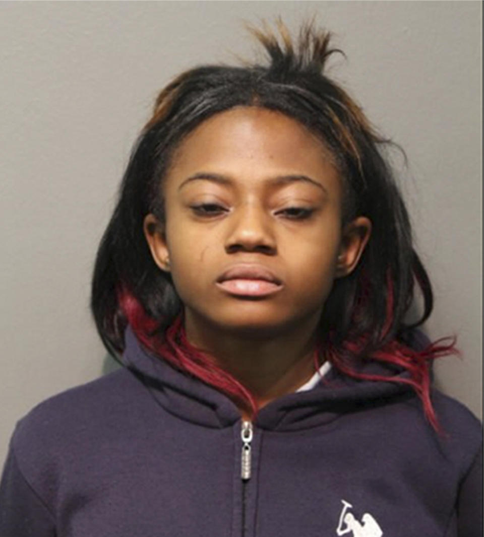 This booking photo provided by the Chicago Police Department shows Brittany Covington of Chicago. Covington is one of four people charged Thursday, Jan. 5, 2017, with aggravated kidnapping and taking part in a hate crime after allegedly beating and taunting a man in a video broadcast live on Facebook. (Chicago Police Department via AP)