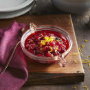 <p>This is our go-to recipe for homemade cranberry sauce. It's simple (just five ingredients!), is lightly sweet without being too sugary and has just the right amount of zesty flavor from orange peel. Plus, it's so easy--it goes from stove to table in just 20 minutes! <a href="https://www.eatingwell.com/recipe/268044/the-best-homemade-cranberry-sauce/" rel="nofollow noopener" target="_blank" data-ylk="slk:View Recipe" class="link ">View Recipe</a></p>