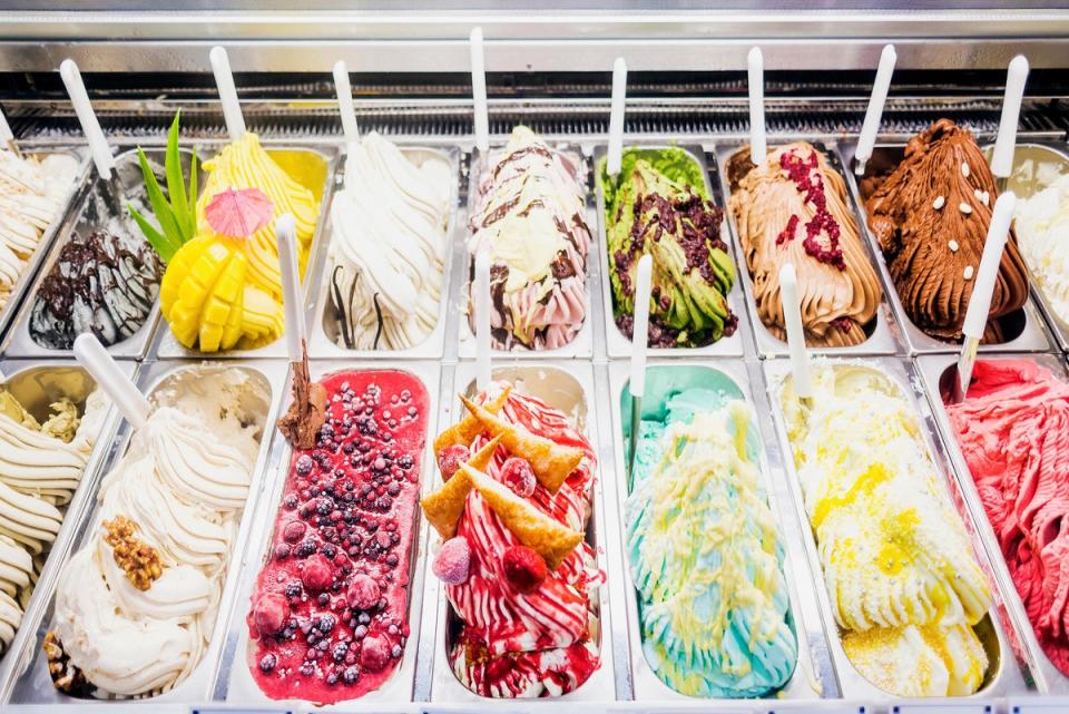 Italian gelato ice cream display in a shop. (Alamy/PA) (Jack Malipan Travel Photography / Alamy Stock Photo)