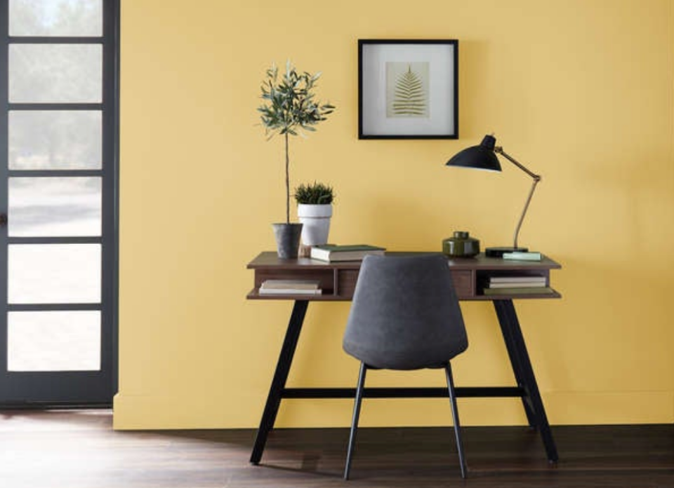 office with yellow walls