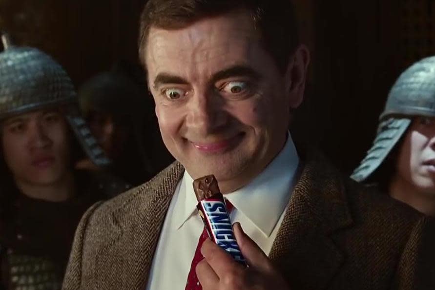 Cocoa Bean: Rowan Atkinson in a recent TV advert. But researchers have warned men not to eat too much sugary food