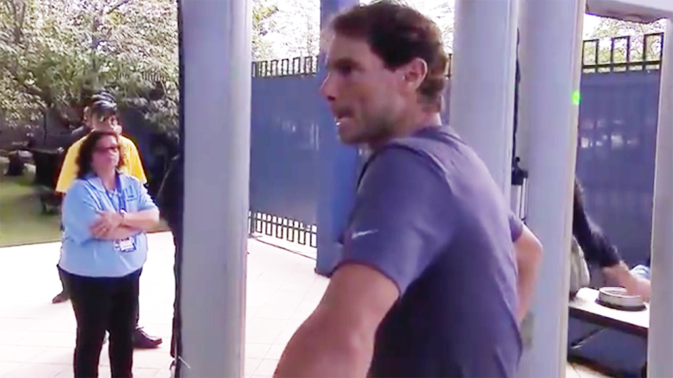 Rafael Nadal, pictured here going through security at the US Open.