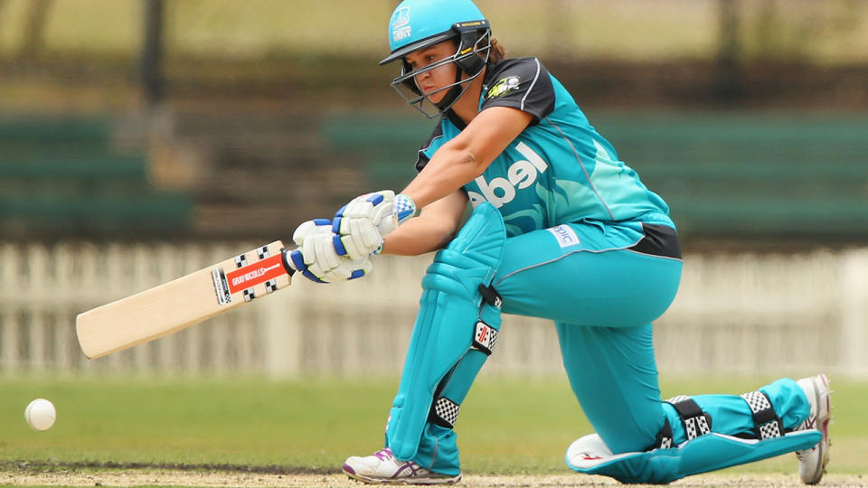 Ash Barty, pictured here in action for the Brisbane Heat in the Women's Big Bash League in 2015.