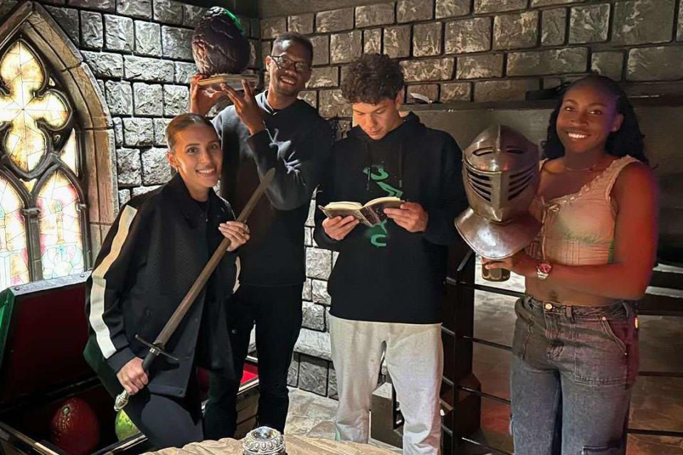 <p>Ben Shelton/Instagram</p> Coco Gauff, Ben Shelton and Chris Eubanks at Escape Room