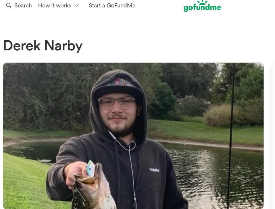 Screenshot from a GoFundMe page that has been set up to assist the family of Derek Narby.