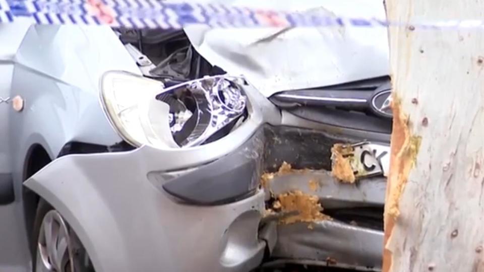 A male driver involved in the crash is receiving treatment at hospital. Picture: 7News