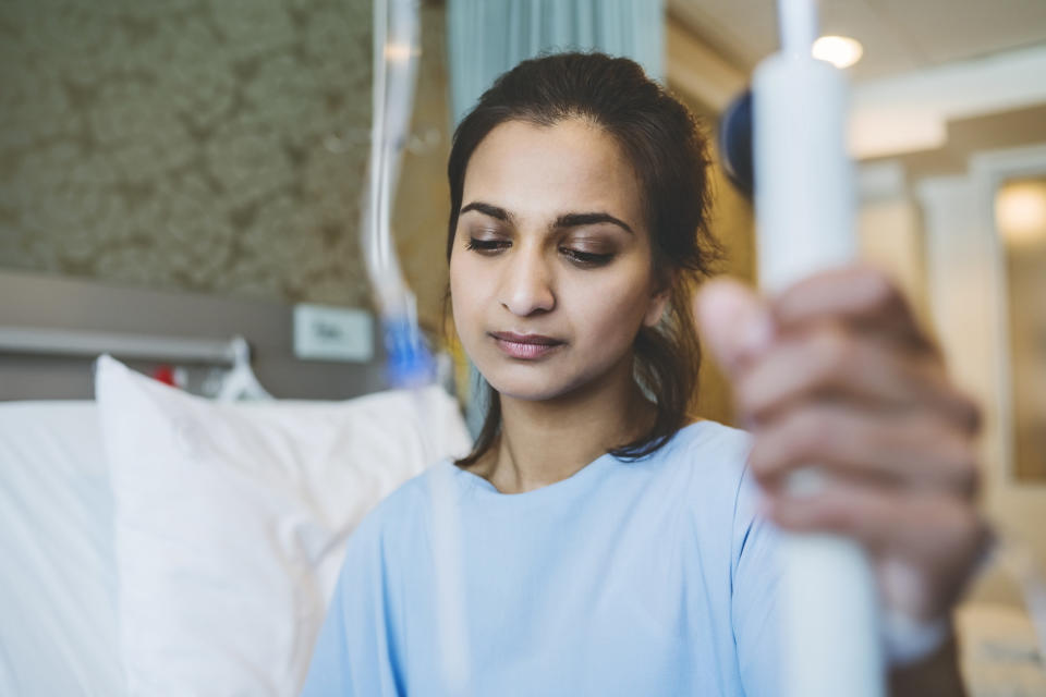 A woman in the hospital