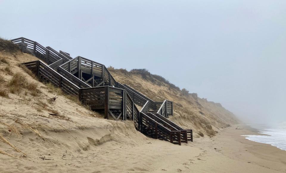 The stairs at Marconi Beach in Wellfleet are scheduled to be replaced this spring by the Cape Cod National Seashore.