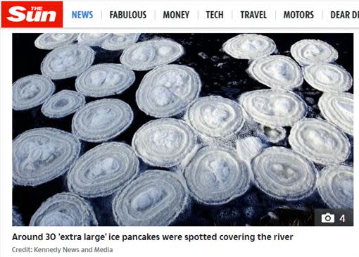蘇格蘭高地的芬德霍恩河上，漂浮結冰圓盤。（圖／翻攝自The Sun News）