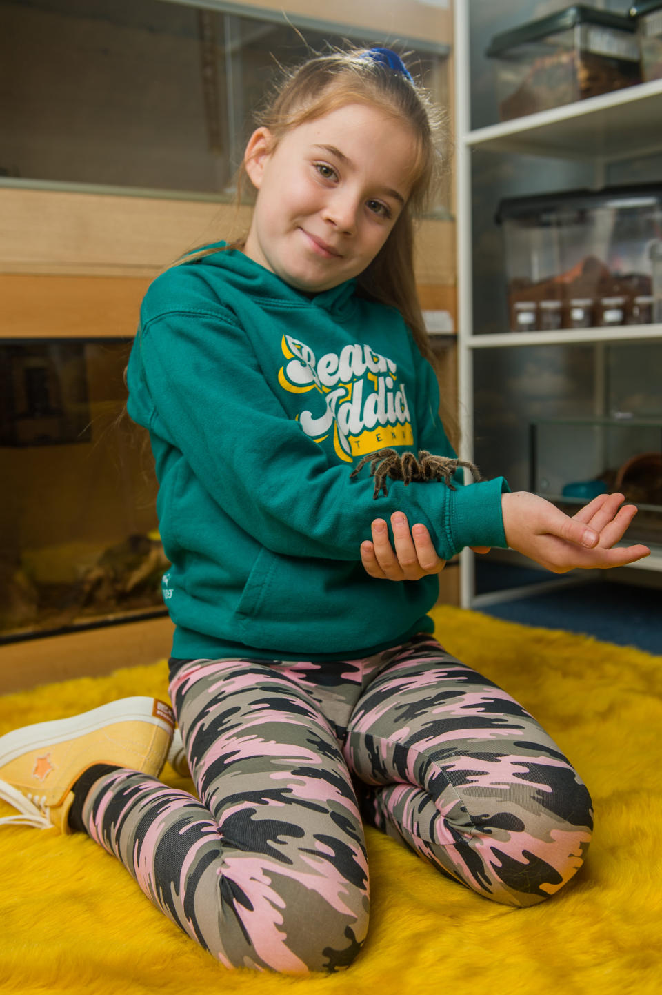 Meet the eight-year-old conservationist who loves spiders so much that she shares her bedroom - with more than 50 of them