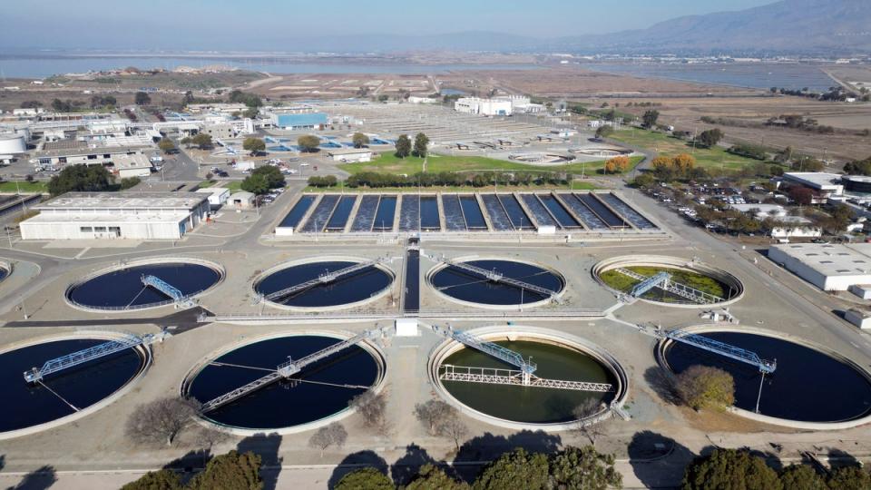 The San Jose-Santa Clara Regional wastewater facility is seen, Wednesday, Dec. 13, 2023, in San Jose, Calif. Sewage water is treated at the site before it is discharged into San Francisco Bay (AP)