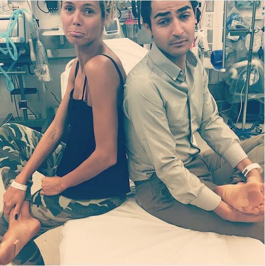 Ouch! At least Heidi Klum and fashion designer Zac Posen had each other while getting bandaged up at the hospital after stepping on a rusty nail. "DONT STEP ON A RUSTY NAIL ..... Well we both did ???? #Bettersafethansorry @zac_posen" the blond beauty captioned her snap on Aug. 22, 2015.