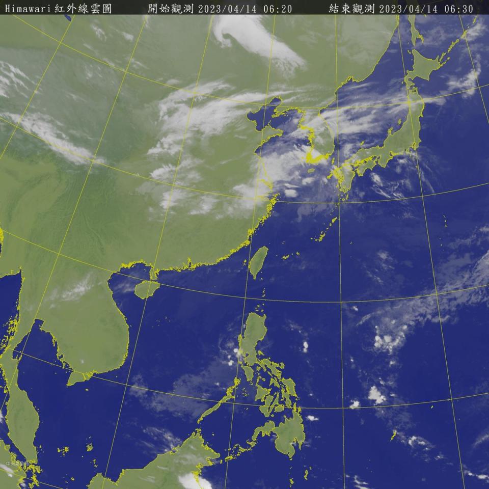 中央氣象局公布衛星雲圖。（中央氣象局提供）