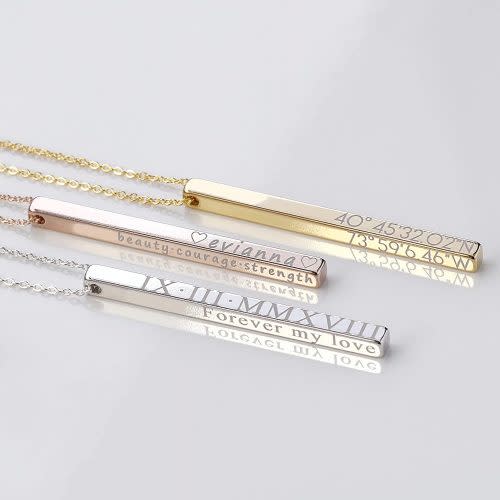 best gifts for mom - Personalized Vertical Bar Necklace Coordinate Jewelry