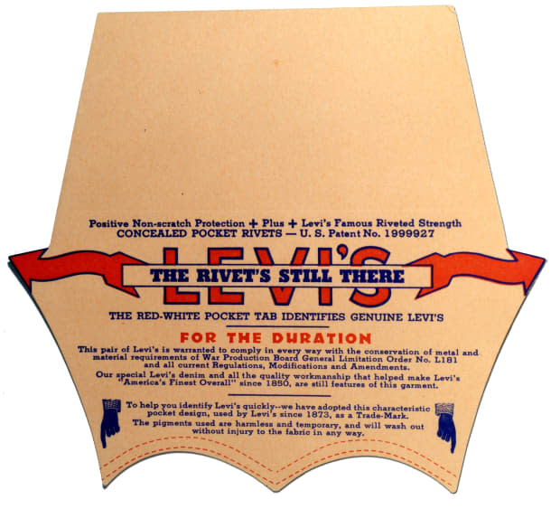 Levi's added "pocket flashers" to the 501 during World War II, explaining changes made to the pants due to wartime rations.<p>Photo: Levi Strauss & Co. Archives/Courtesy of Levi's</p>