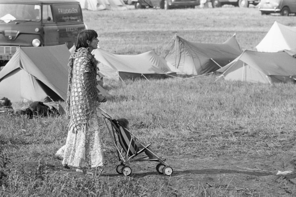 This music lover brought her baby with her to the second ever Glastonbury Festival in 1971.