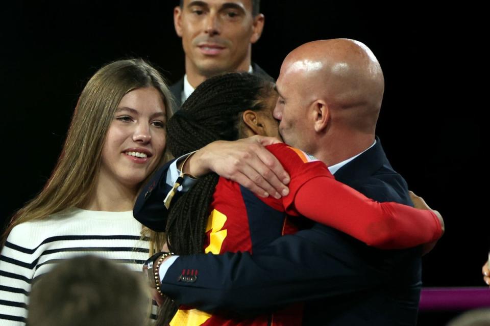 Luis Rubiales had refused to directly apologise for kissing Jenni Hermoso (Isabel Infantes/PA) (PA Wire)