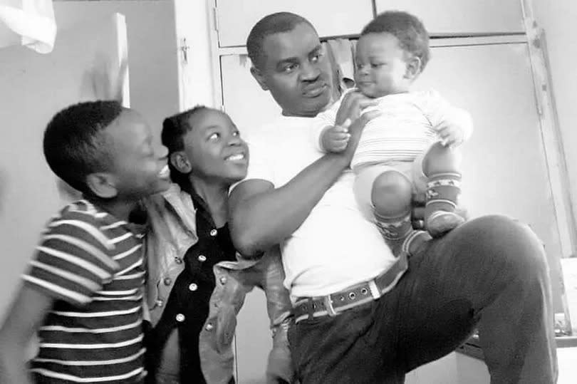 Dad Gershom Chungu, 46 and his children