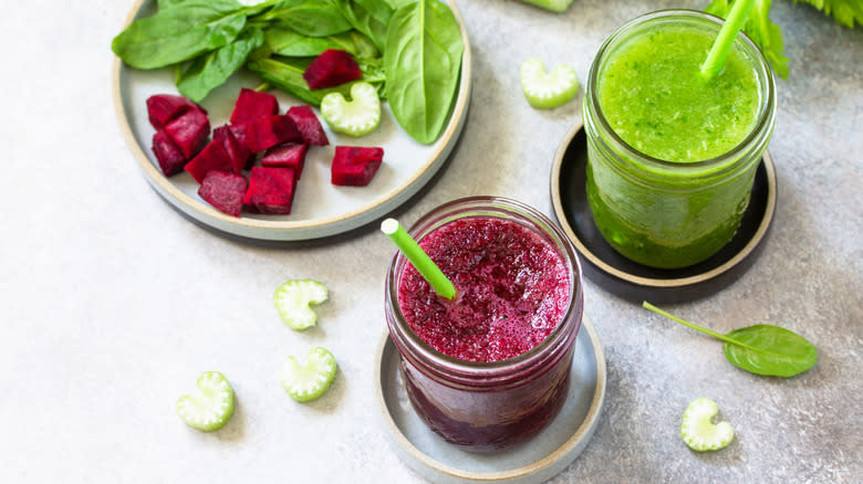 Beet and celery smoothies