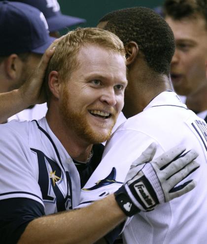 Dan Johnson after his late season heroics in 2011 (AP)