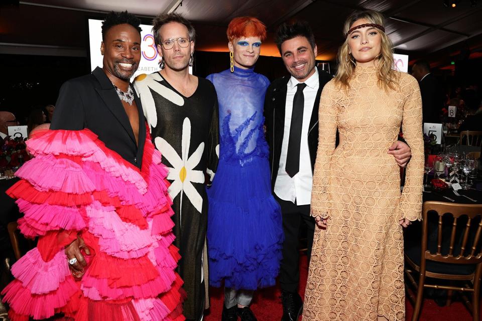 Billy Porter, Jake Wesley Rogers, Paris Jackson with guests, during The Elizabeth Taylor Ball To End AIDS on September 17, 2021 in West Hollywood, California.