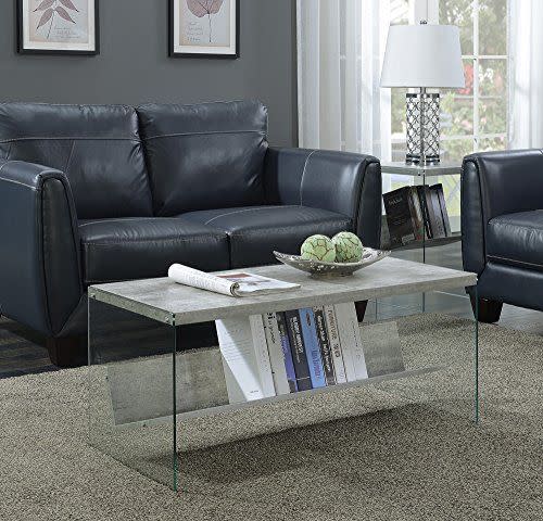 Convenience Concepts SoHo Coffee Table, Faux Birch / Glass