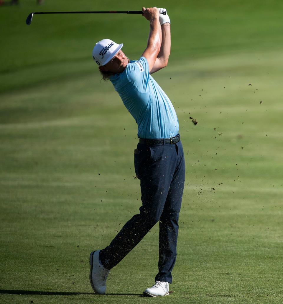 Cameron Smith hits from the fairway during the FedEx St. Jude Championship at TPC Southwind in Memphis , Tenn., Saturday, Aug. 13, 2022.