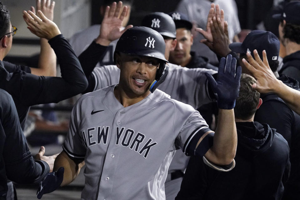 洋基靠著Giancarlo Stanton雙響砲，以及Josh Donaldson、Aaron Judge開轟收下勝利。(AP Photo/Nam Y. Huh)