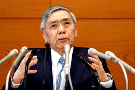 Bank of Japan (BOJ) Governor Haruhiko Kuroda attends a news conference at the BOJ headquarters in Tokyo